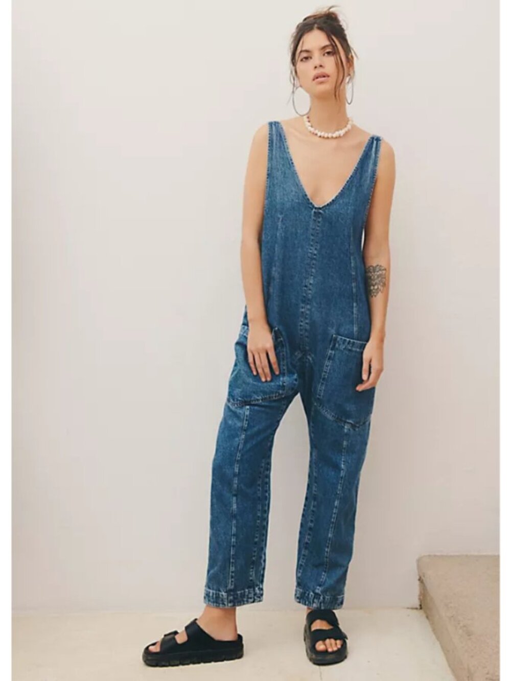 We The Free High Roller Jumpsuit in Sapphire Blue